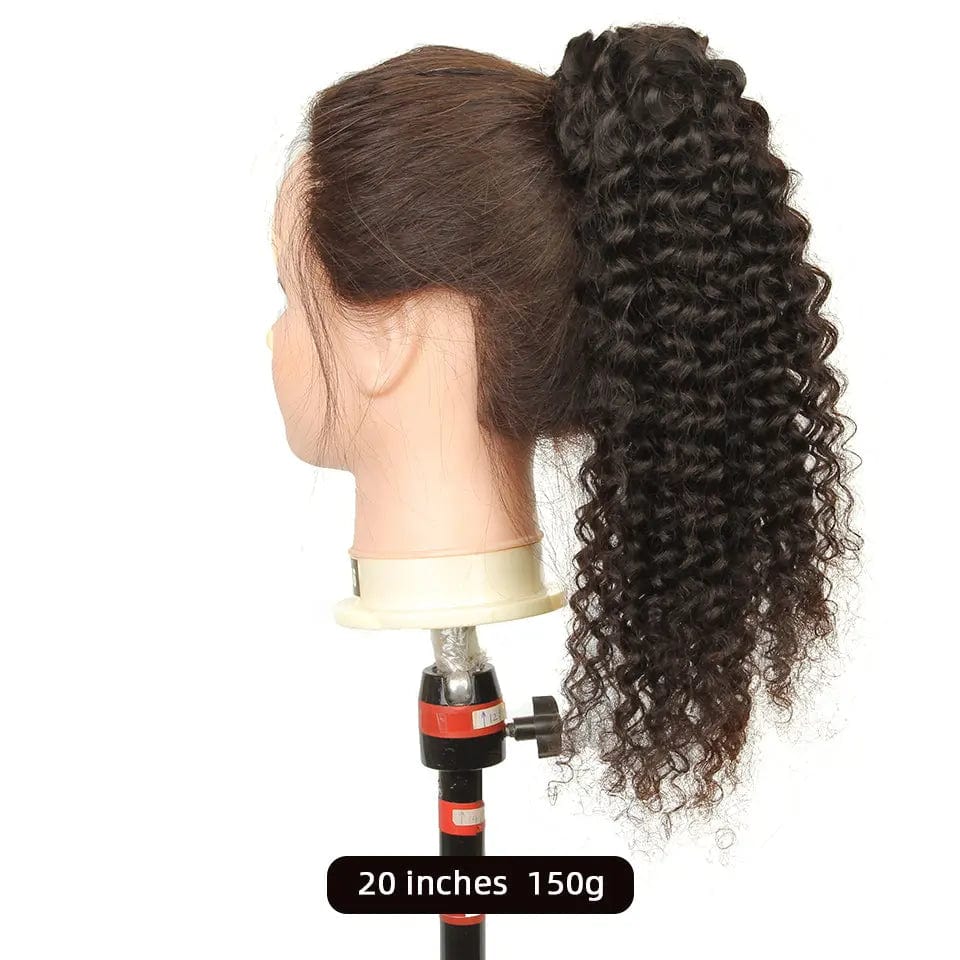 30 Inches / Natural Color Yvonne Brazilian remy long Drawstring Curly Ponytail Human Hair Clip In Extensions for woman virgin hair ponytail