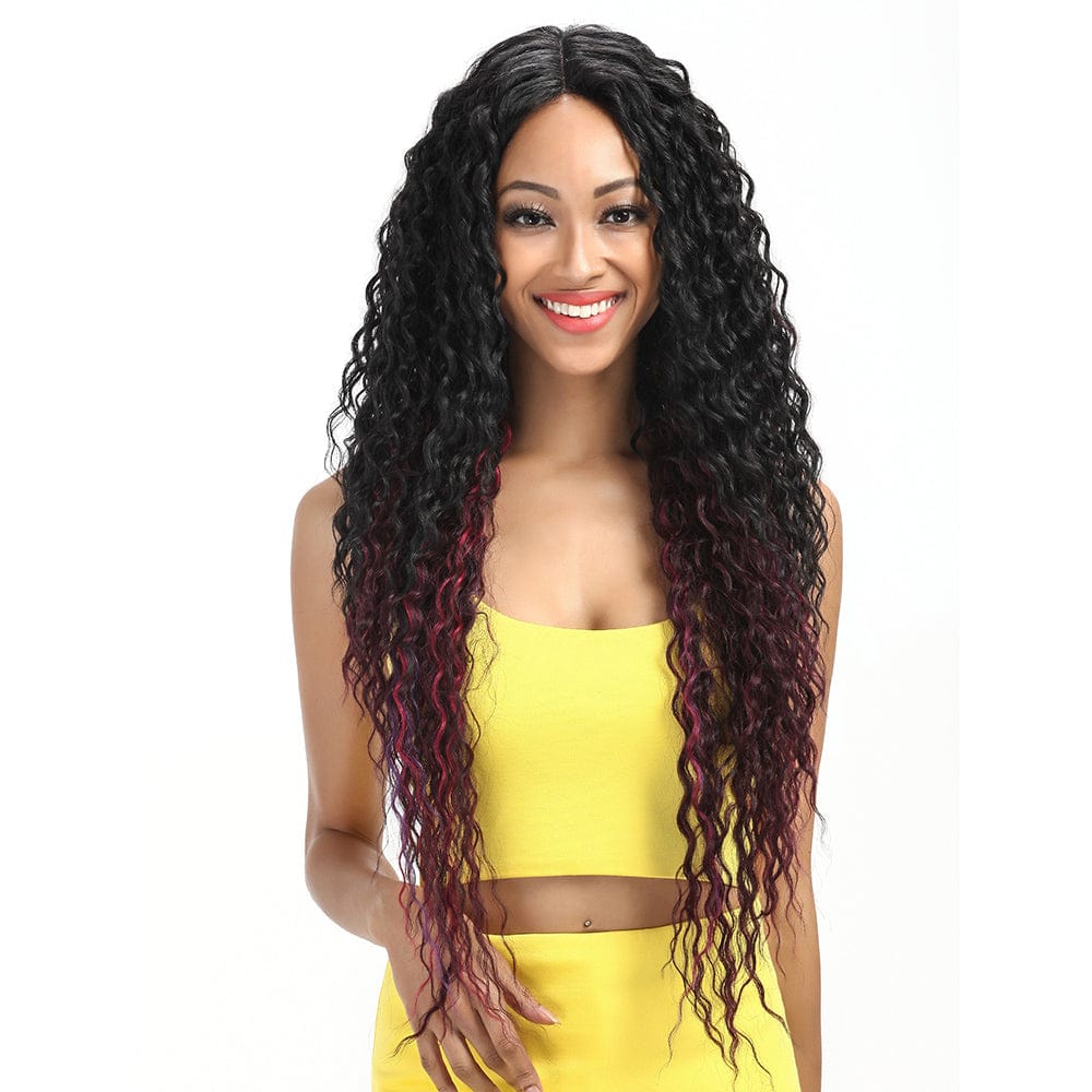 30 Inches / PB99GRA sleek long kinky curl wig wholesale hot selling cheap heat resistant nature hairline lace frontal synthetic hair wig for women
