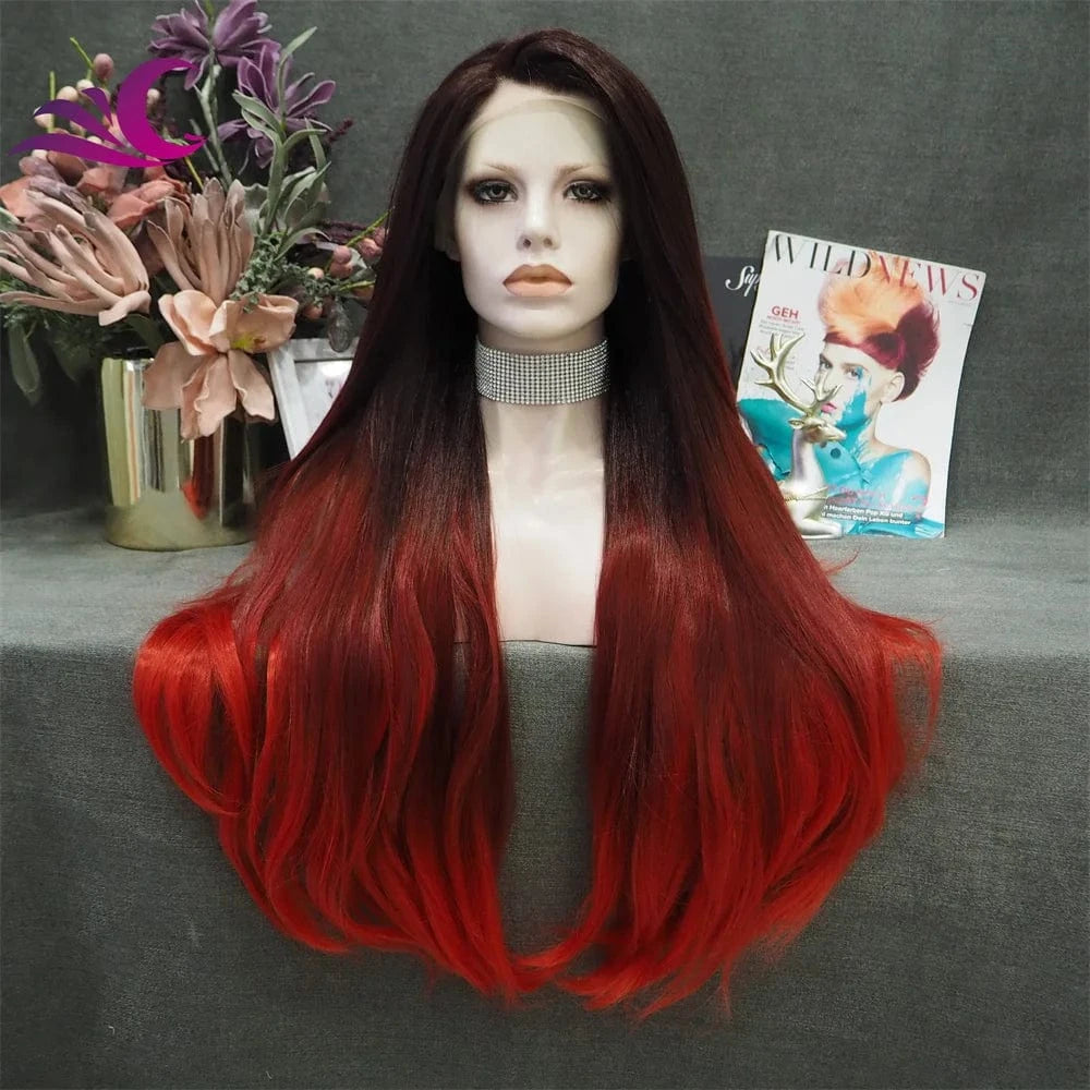 30 Inches / S73-2186 Celebrity Wholesale 180 Density Ombre 613 Blond Bone Straight Double Draw Heat Resistant Futura Premium Synthetic Hair Wigs