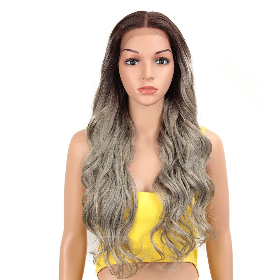 30 Inches / TT6/STREEL 13x4 lace front synthetic wig sleek wholesale hot selling for women super body wave HD lace part frontal Synthetic Hair Wig