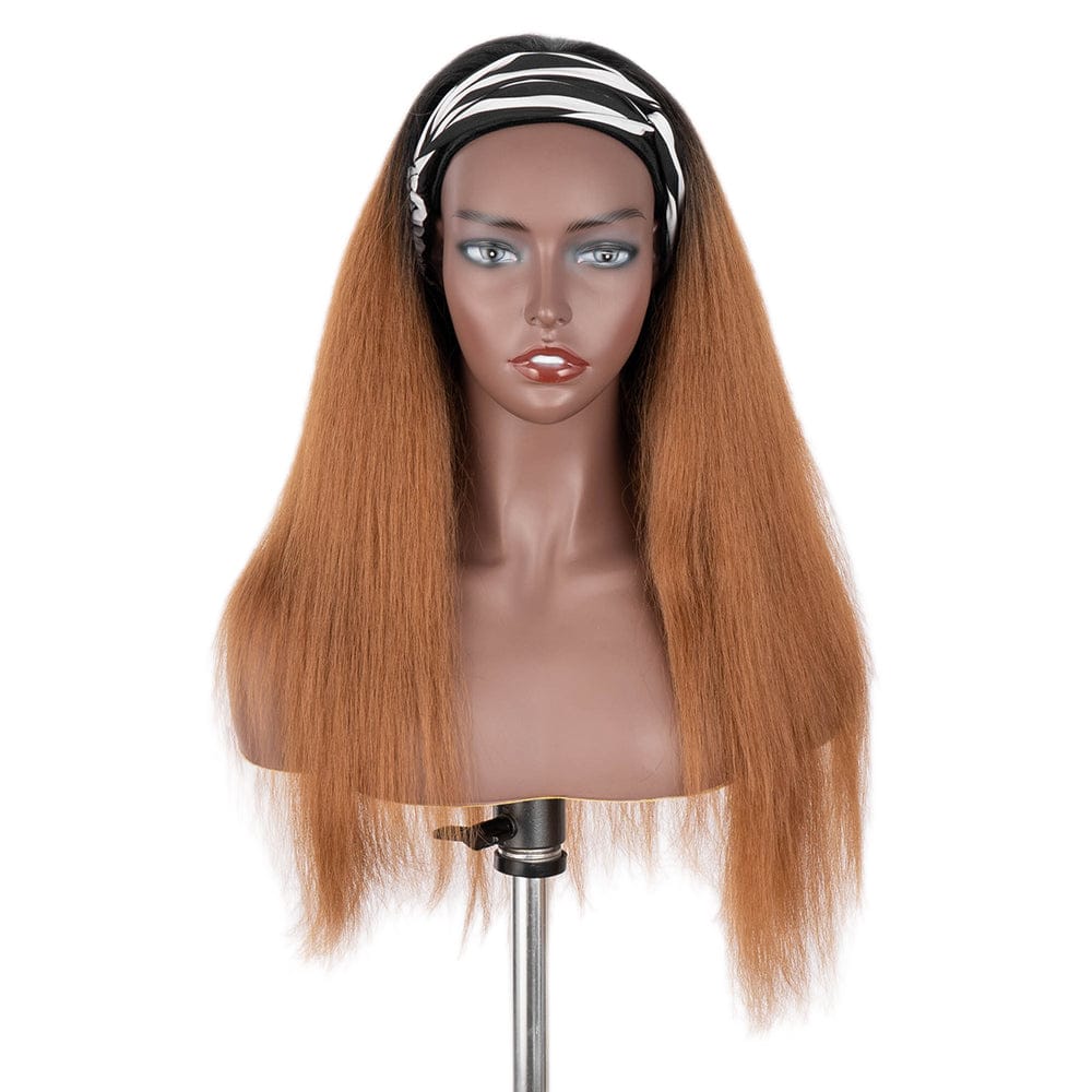 30inches super long natural wholesale Ombre dark red color wigs for black women synthetic hair yaki straight headband wig