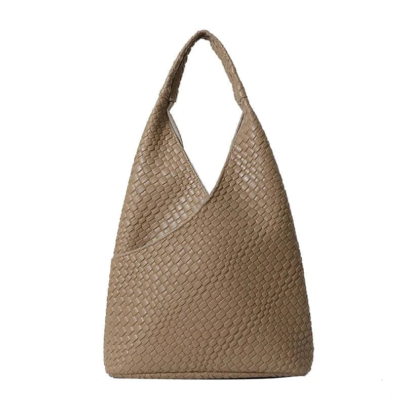 30x10x35cm / 2287 Khaki European Luxury Designer PU Leather Soft Woven Bucket Bag for Women Fashionable Shoulder Bag Luxury Brand women's Underarm Totes