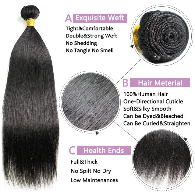 32 34 36 38 Malaysian Indian Straight Cuticle Hair Weave Bundles , 100% 10A Brazilian Virgin Long 40 Inch Peruvian Human Hair