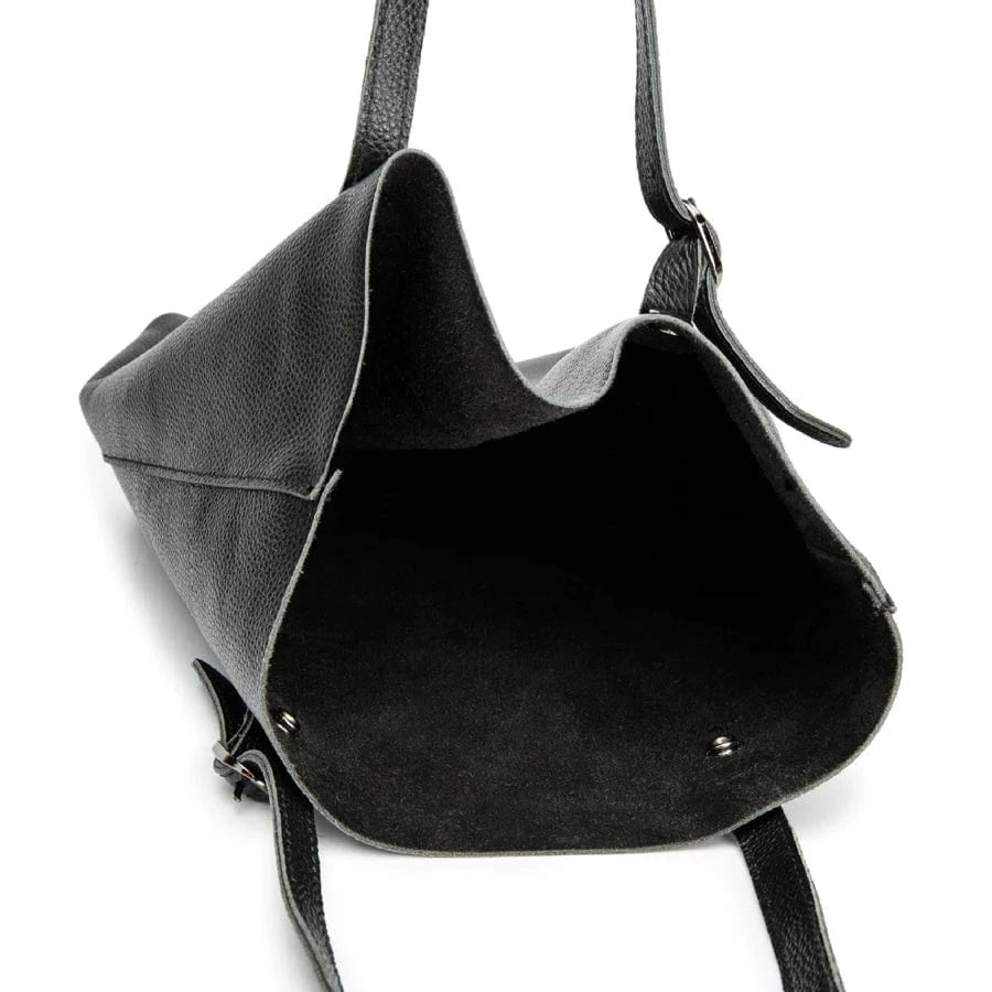 32*37*28cm&26*32cm / Black Shoulder Bag Women Genuine Leather Lady Shopping Handbag Female Student Classical Simple Fashion Shopper Casual Totes(Two bag)