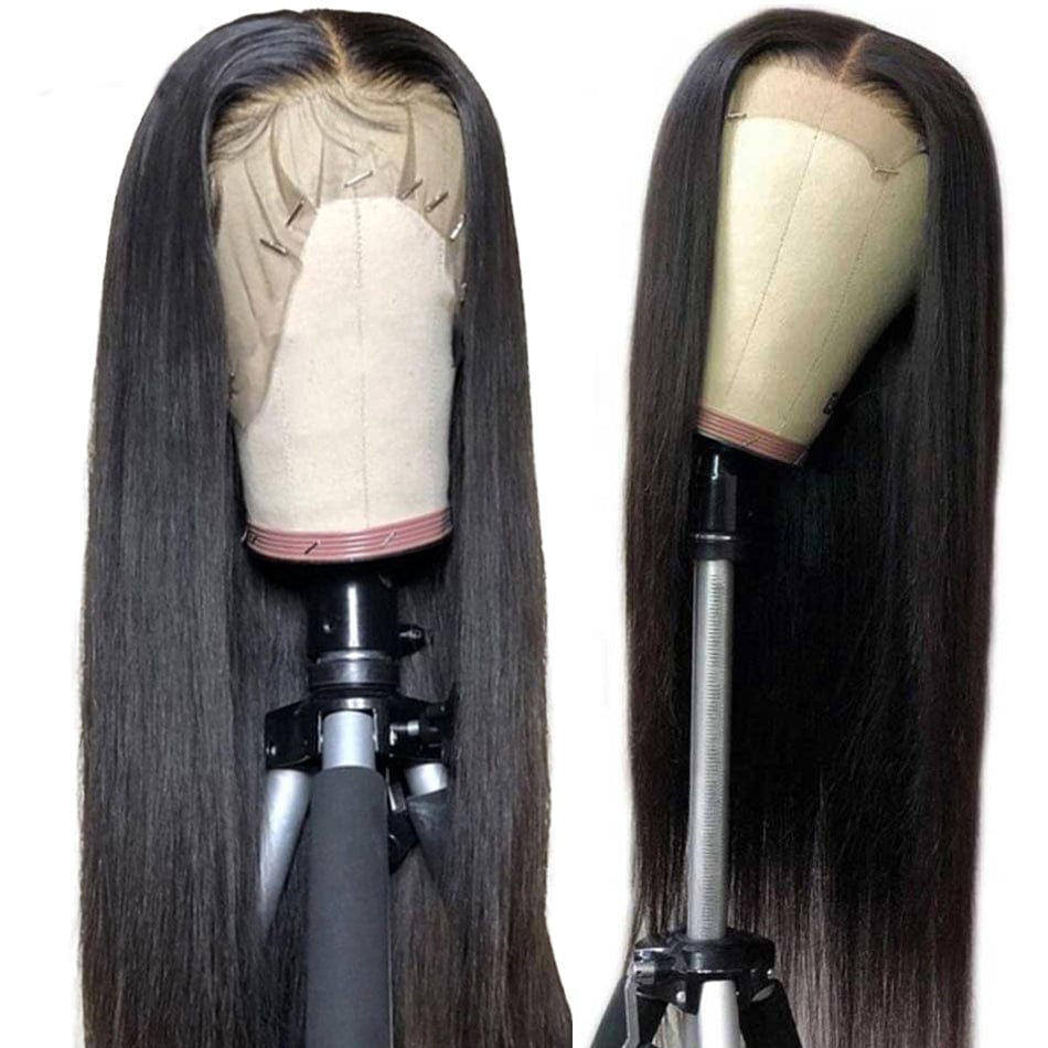 32 Inches / black MIGNON Natural 1B Color Brazilian Human Hair Lace Front Wig 360 Straight Wave Virgin Hair Cuticle Aligned 360 Lace Frontal Wig