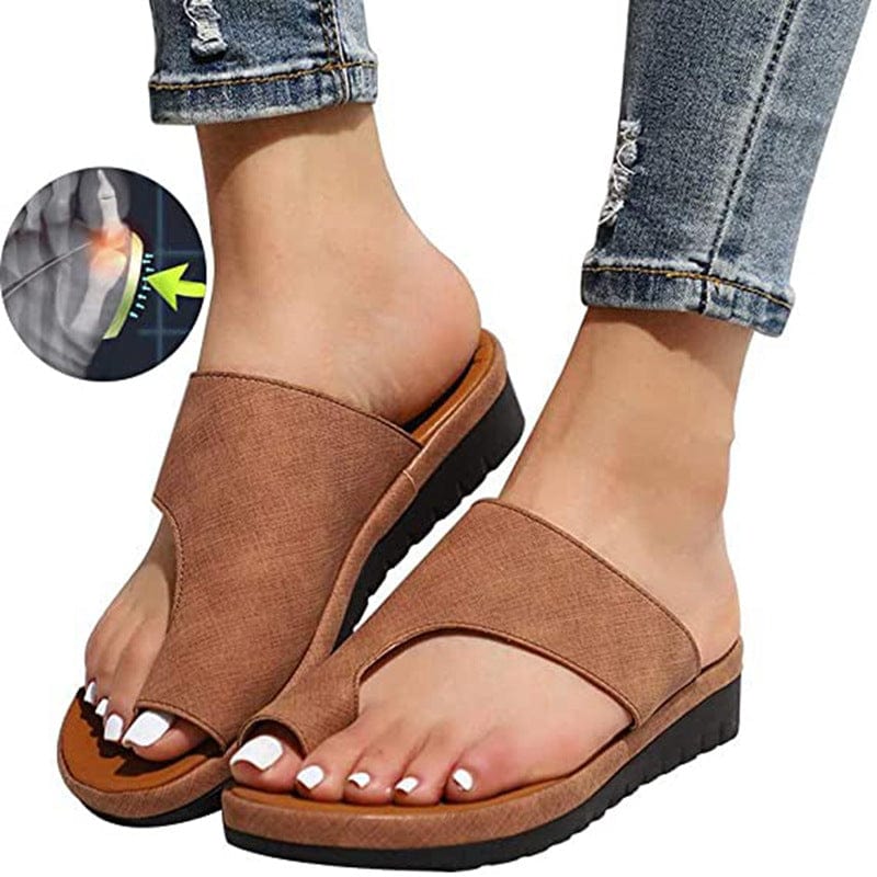 34 / Brown Cross-border new products large size sandals women's thick bottom women's set-toe sandals and slippers