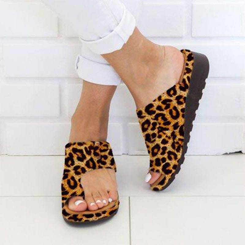 34 / Leopard print Cross-border new products large size sandals women's thick bottom women's set-toe sandals and slippers