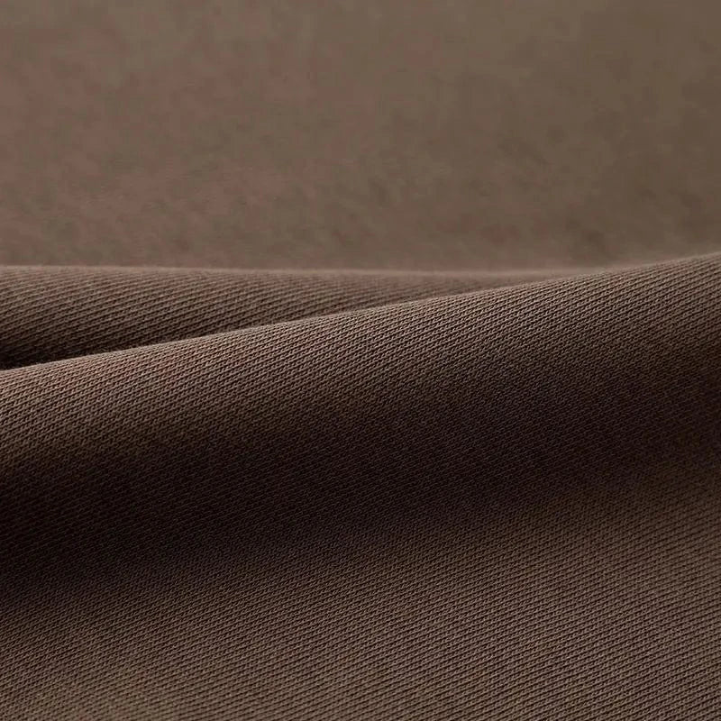 340GSM Earth Tone Crewneck Sweatshirt Long Sleeve Pure Color Pullover Cotton Soft Terry Brown Men Shirt