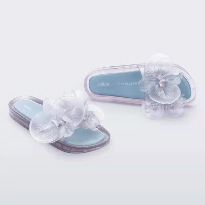 35 / 2 2022 new Women's Jelly  color transparent flower style open toe slipper slides beach fashion quick dry sandal slippers