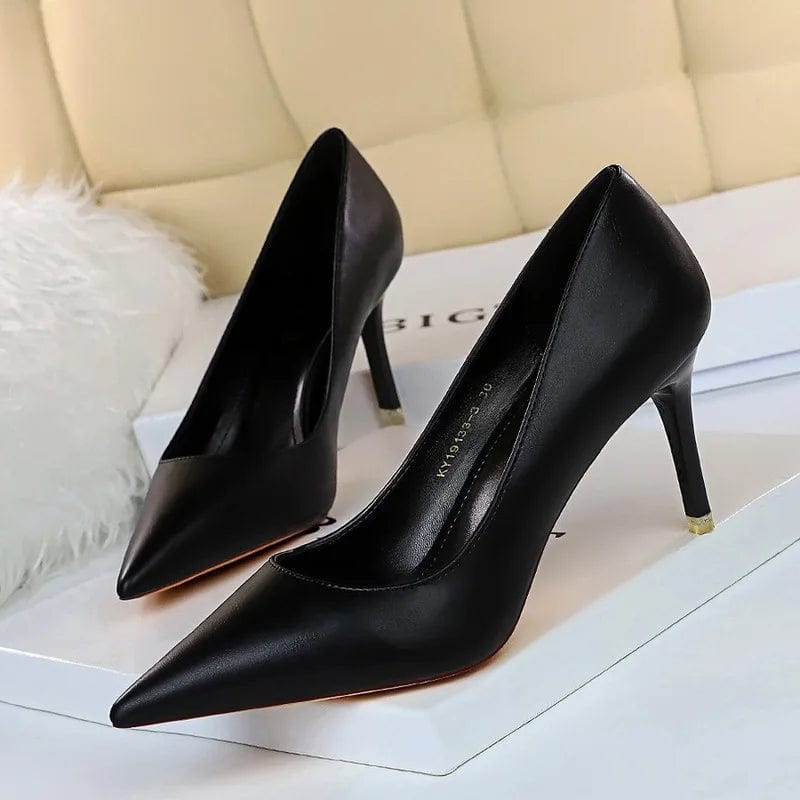 35 / Black B New Women Slippers Korean Fashion simple Shallow pointed mouth thin High Heel Sandals mature sexy women Sandals