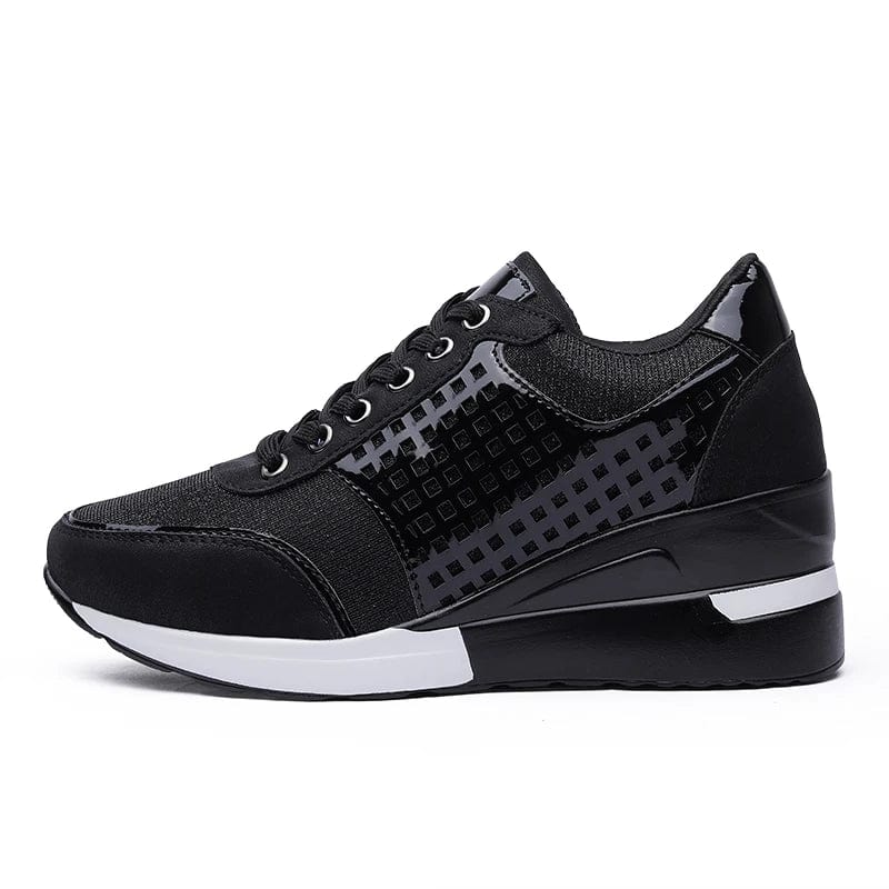 35 / Black New model fashion brand shinny women sports height increasing shoes 6cm zapatillas factory wholesale low prices