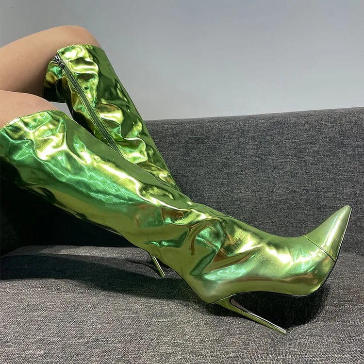 35 / green On Sale handmade reflective neon pink leather custom private logo women shoes boots spring 2022