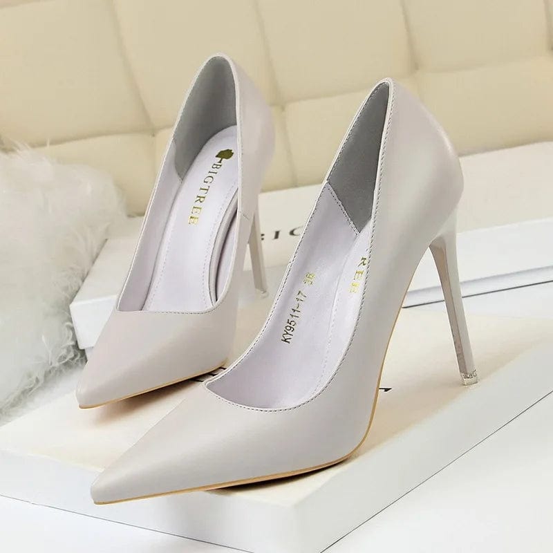 35 / Grey A New Women Slippers Korean Fashion simple Shallow pointed mouth thin High Heel Sandals mature sexy women Sandals