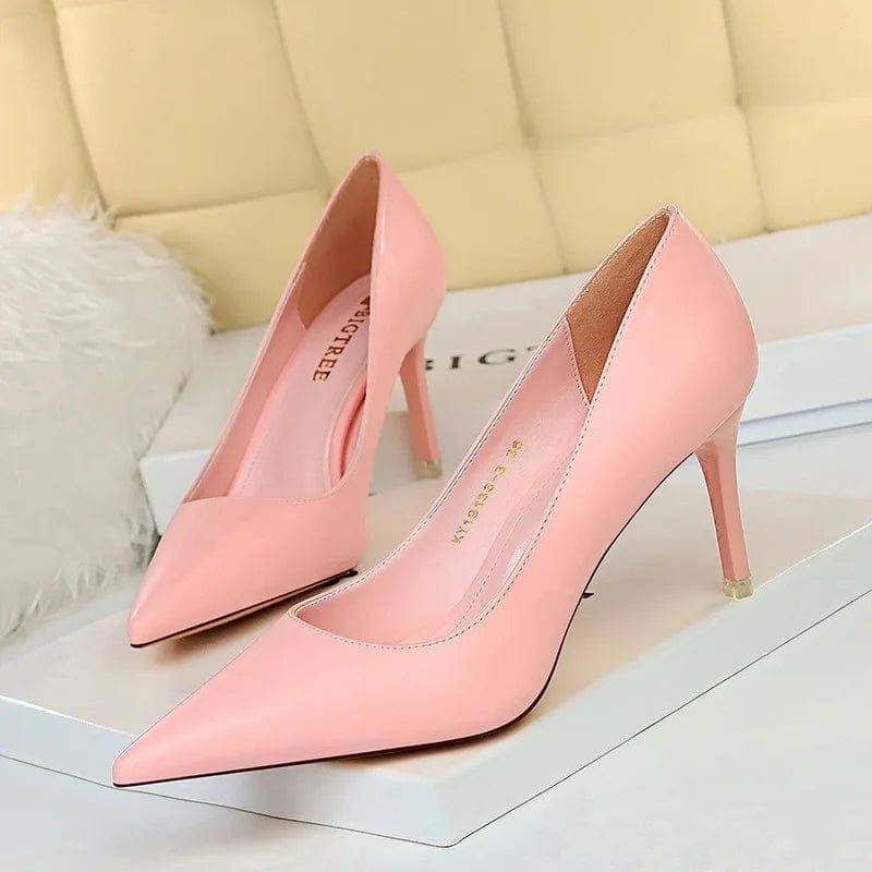 35 / Pink B New Women Slippers Korean Fashion simple Shallow pointed mouth thin High Heel Sandals mature sexy women Sandals