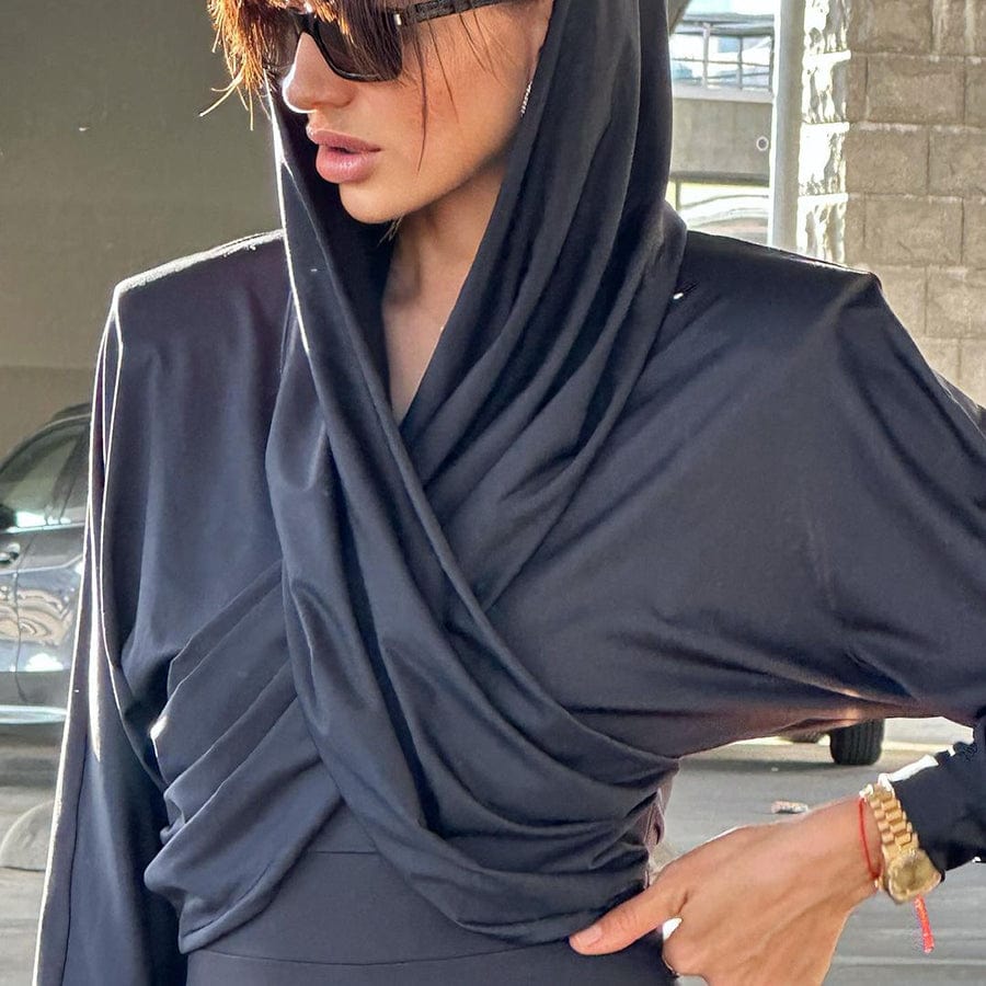 35201 Fall 2023 Hood Shirt Ladies Elegant Streetwear Vintage Women Tees