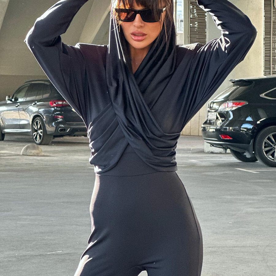 35201 Fall 2023 Hood Shirt Ladies Elegant Streetwear Vintage Women Tees