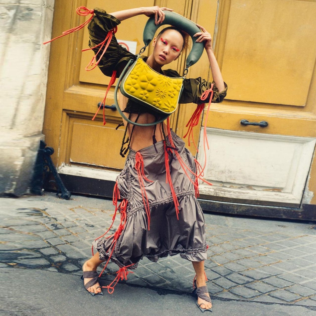 35310 Fasion High Waist Skirt Drawstring Streetwear Womens Skirt 2023