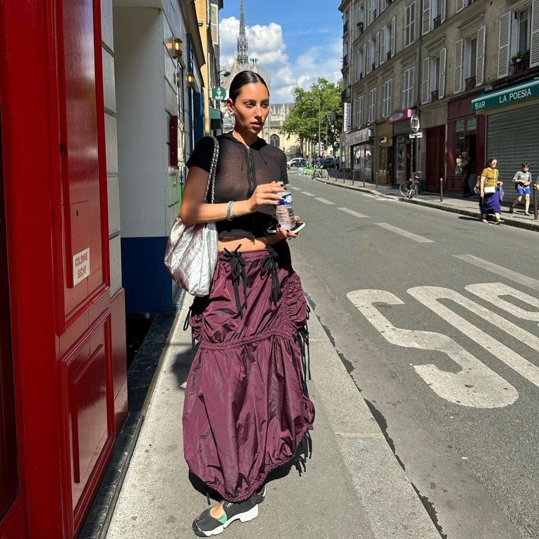 35310 Fasion High Waist Skirt Drawstring Streetwear Womens Skirt 2023