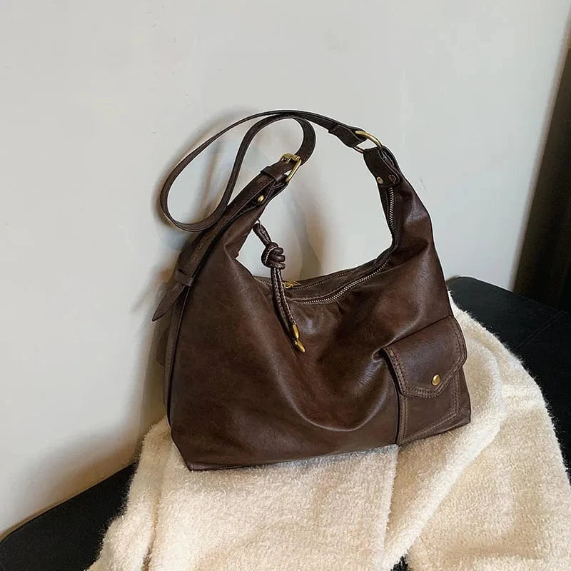 35x26x13cm / Coffee Female Hobo Handbag Large Capacity Shoulder Bags Big Stylish Totes Ladies Soft Leather Hobos Messenger Bags Women Shopper Bag