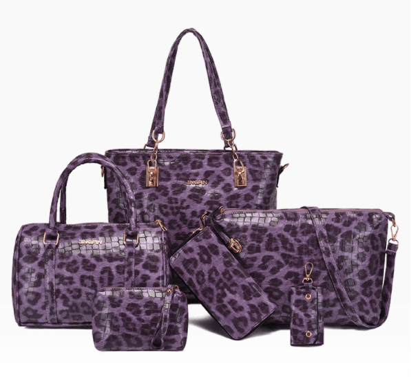 36*14*28cm / #3 6 pieces set pu leather bag handbag leopard print  large capacity handbags set women bags