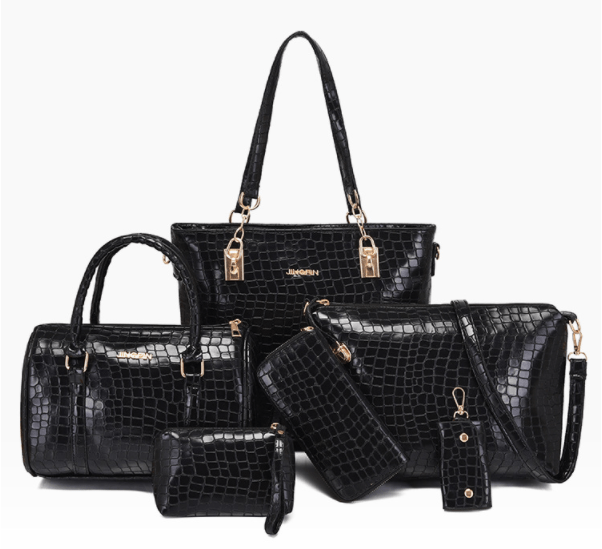 36*14*28cm / #4 6 pieces set pu leather bag handbag leopard print  large capacity handbags set women bags
