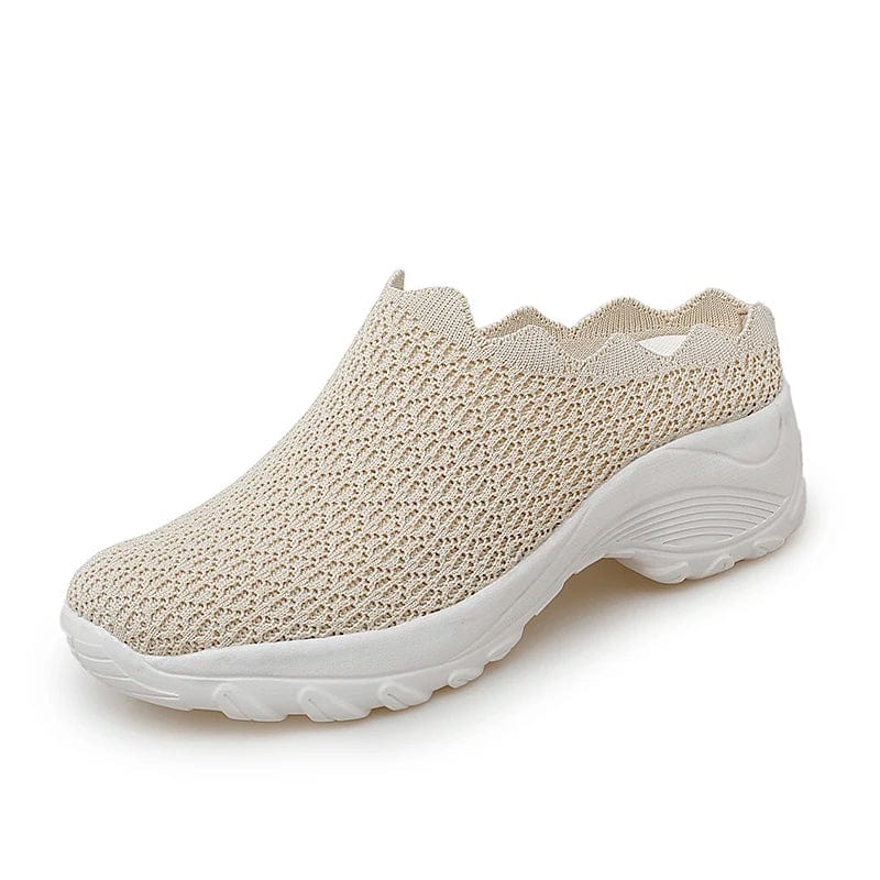 36 / Beige New styles wholesale footwear vendors chaussures mules talon bout carr women's mesh clogs summer casual shoes big size 35-42
