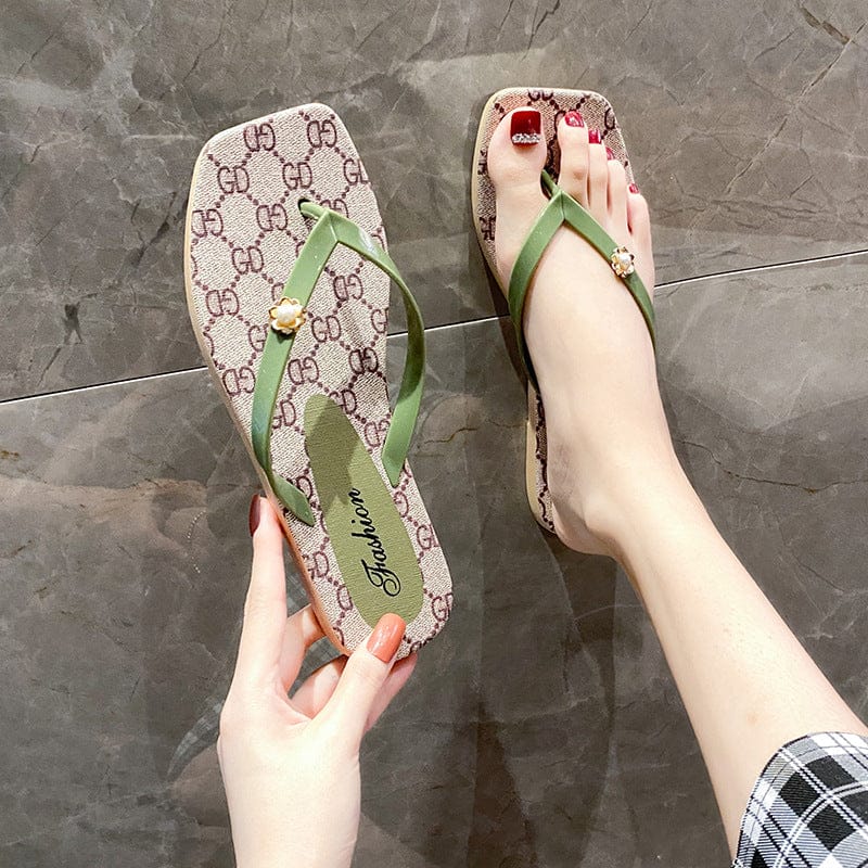 36 / green indoor outdoor wear new summer sandals beach sandals fashion women's slipper going out slippers ladies wear casual flip-flops