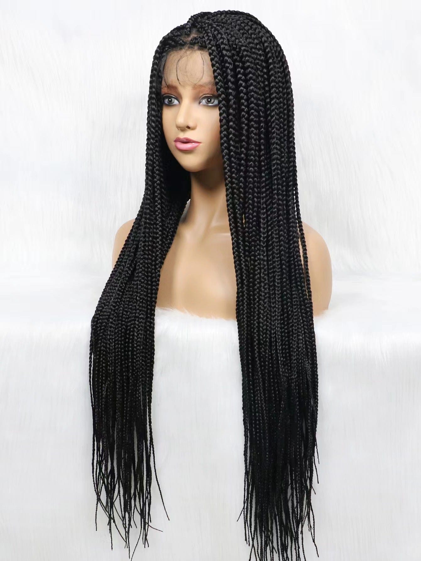 36 Inches / 1b high quality synthetic human hair wigs 360 full lace braid wigs wholesale