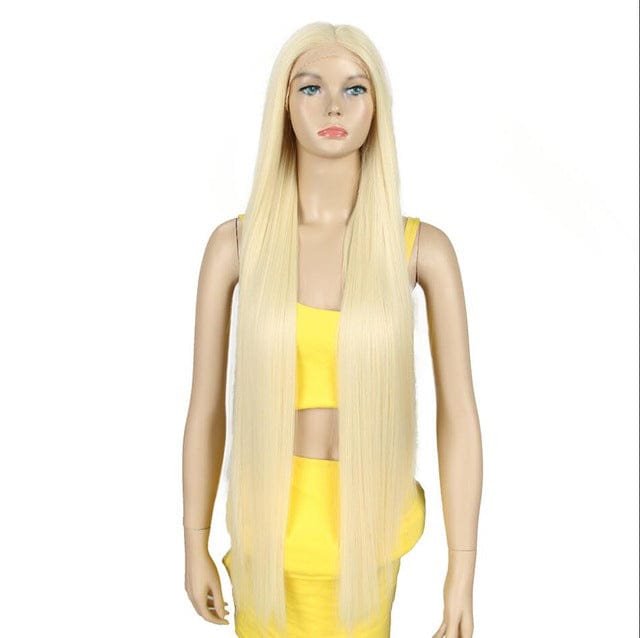 36 Inches / 613 Sleek Swiss Lace Long Silky Straight Heat Resistance Synthetic Hair Wig 38 Inch Ombre Lace Front Wig  Blonde For Black Women