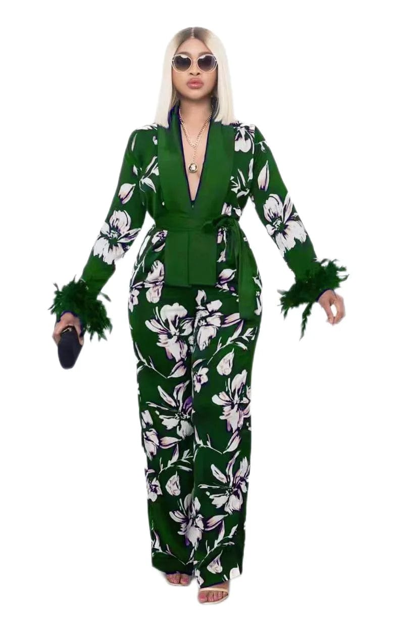 3602 Trendy Fall Outfits For Women Double Layer Crepe Lapel Loose Long Sleeve Shirt And Pants 2 Piece Set Women Two Piece Set