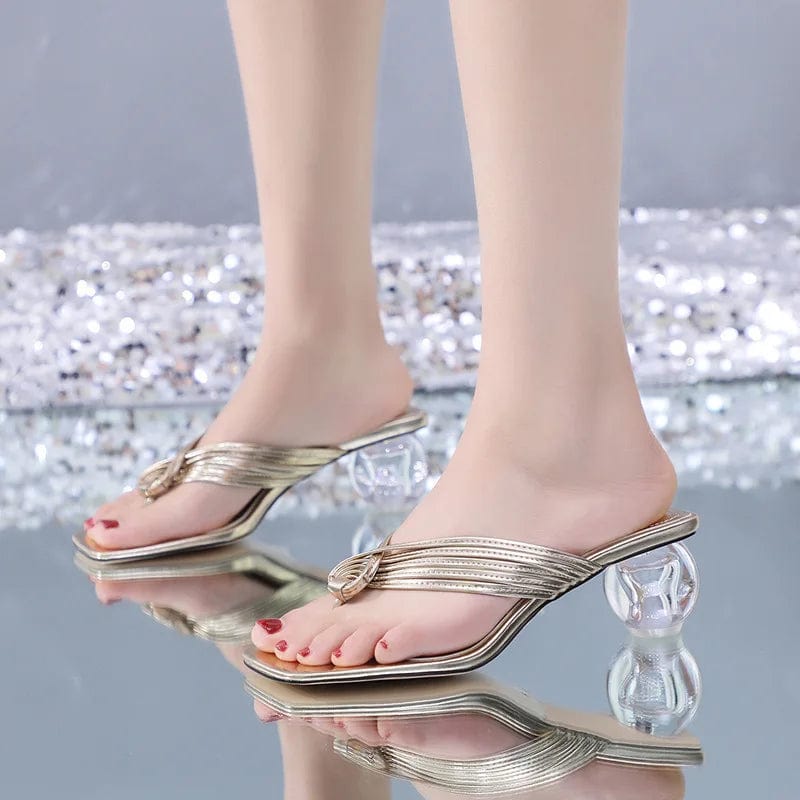 37 / Gold New Wholesale Summer Women Sandals Fashion Breathable Casual Beach  Flat Shoes Outdoor Flip-Flop Sandals