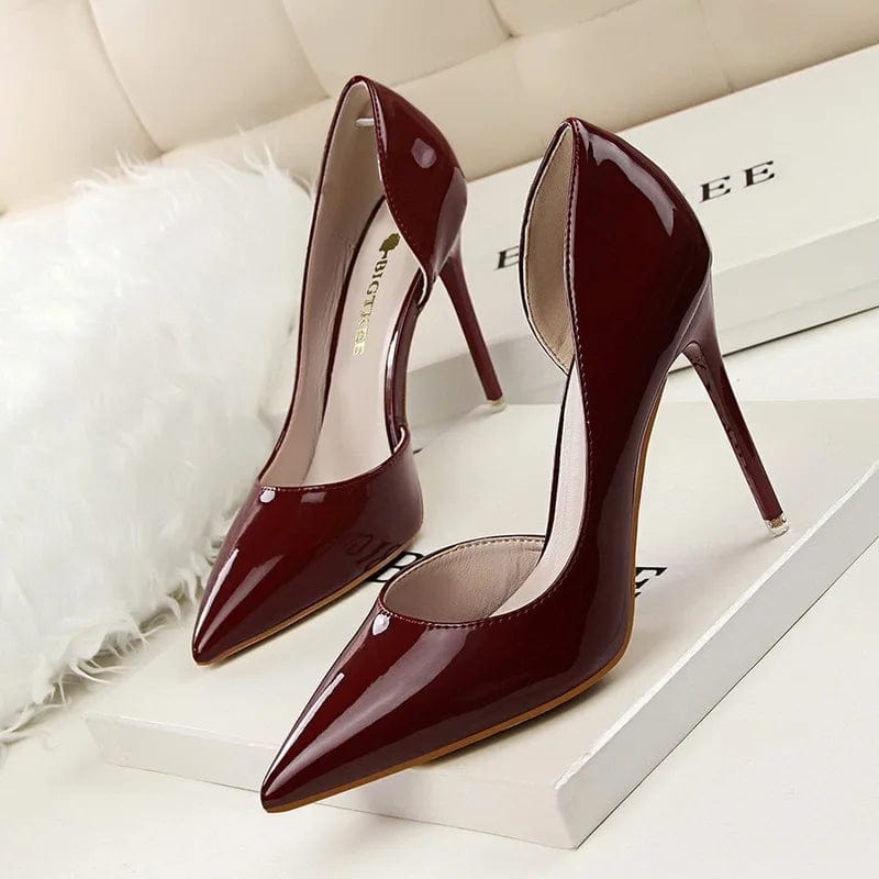 37 / Plum New Women Korean Fashion simple Sexy high heels Slippers Shallow pointed mouth thin mature sexy women High Heel Sandals