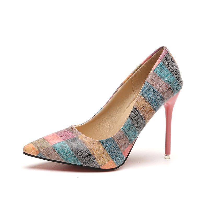 38 / 2 TX Fancy Color Fashionable Heels High Quality Ladies Heels Pumps Slip On Heals Shoes For Women