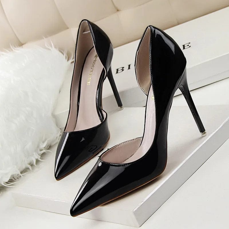 38 / Black New Women Korean Fashion simple Sexy high heels Slippers Shallow pointed mouth thin mature sexy women High Heel Sandals