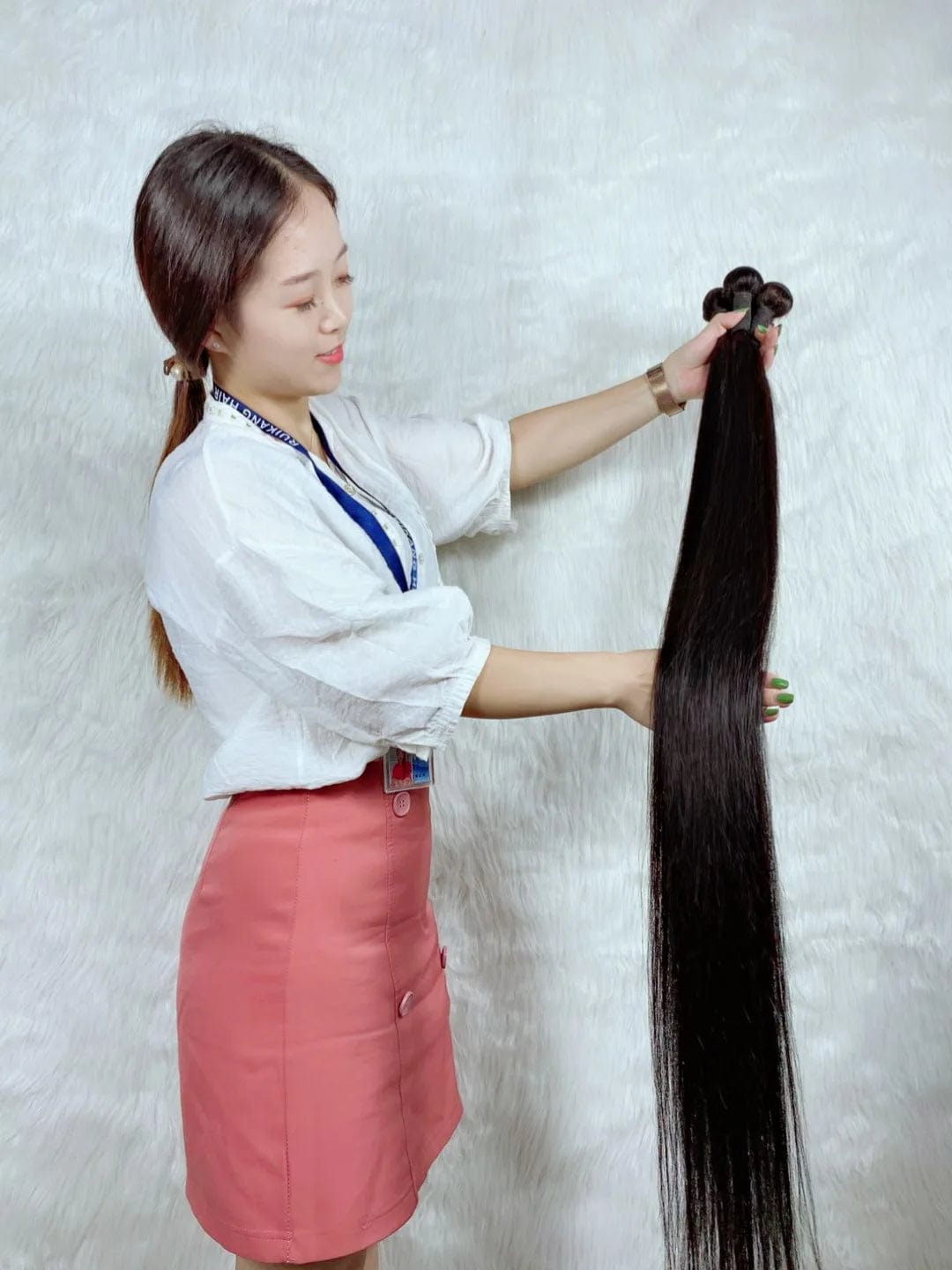 38 Inches / #1B High Quality Long Length Remy Hair For Women Durable And Smoothing Touching Human Hair Extensions
