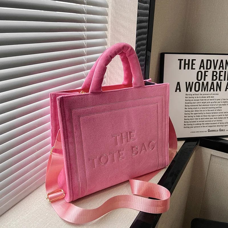 38x12x28cm / 9908 Pink Fall Winter Designer Ladies Large Suede Casual Tote Bags Luxury Velvet Branded The Tote Bags 2022 Ins Fashion Shoulder Purses