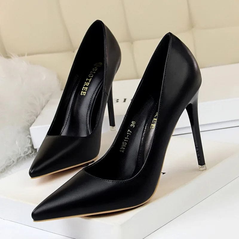 39 / Black A New Women Slippers Korean Fashion simple Shallow pointed mouth thin High Heel Sandals mature sexy women Sandals