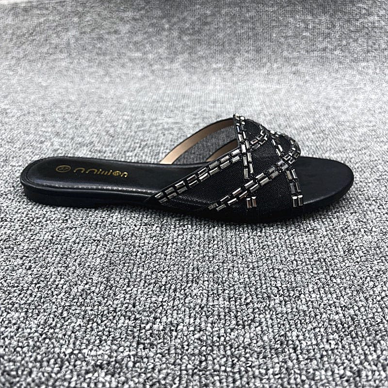 39 / black Ladies Slippers women wear indoor outdoor slipper new summer flat sandals for women's wear versatile plus size slippers
