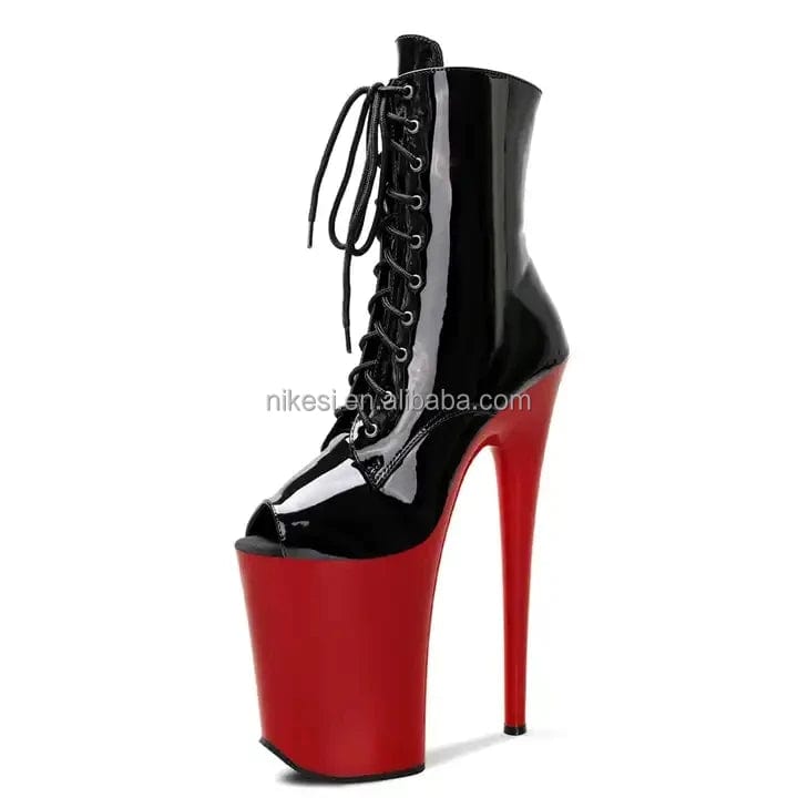 39 / open toe 9Inch-23cm Ankle Boots  red Bottom Stripper  Platform Exotic Dancer Boots Women's Gothic Shoes Pole Dance open the toe