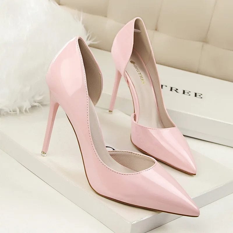 39 / Pink New Women Korean Fashion simple Sexy high heels Slippers Shallow pointed mouth thin mature sexy women High Heel Sandals