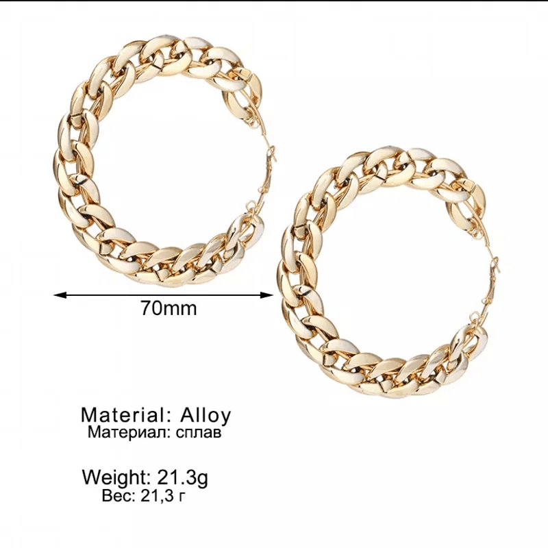3Gold 7cm New Arrived Iced Out Bling Hoop Earrings Sparking Crystal Chain Diamond Rhinestone Earrings Jewelry Women Wholesale