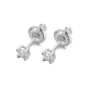 3mm Brass+cz stone Latest Fashion Customized 18K White Gold Four Claws Moissanite Diamond  3mm 4mm 6mm Stud Earring