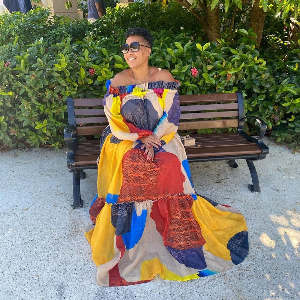 3XL 4XL 5XL PlUS SZIE Floral printed plus size long  sleeve maxi dresses for women