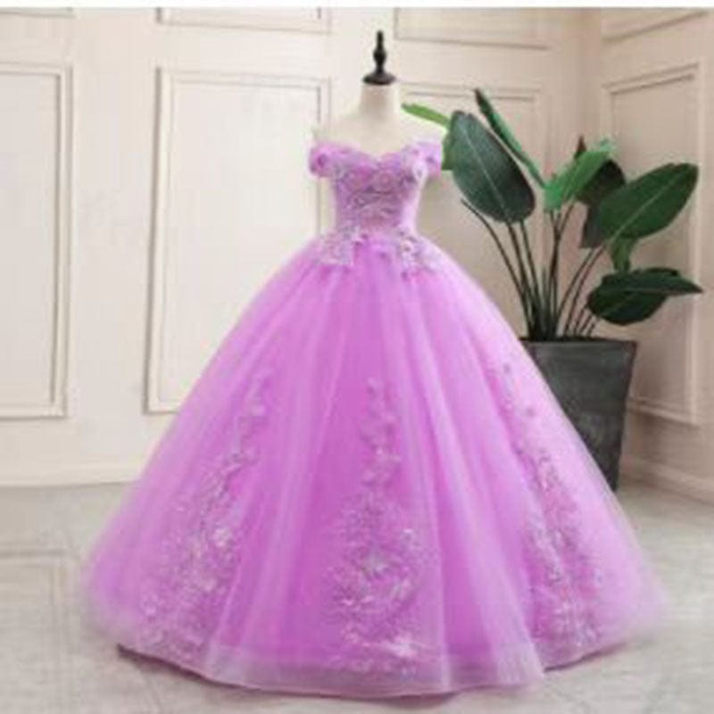 3XL / light purple / NO New Designs Off Shoulder Gold Ball Gown Wedding Dresses Luxury Lace Up Flower Embroidered Banquet Evening Party Dress