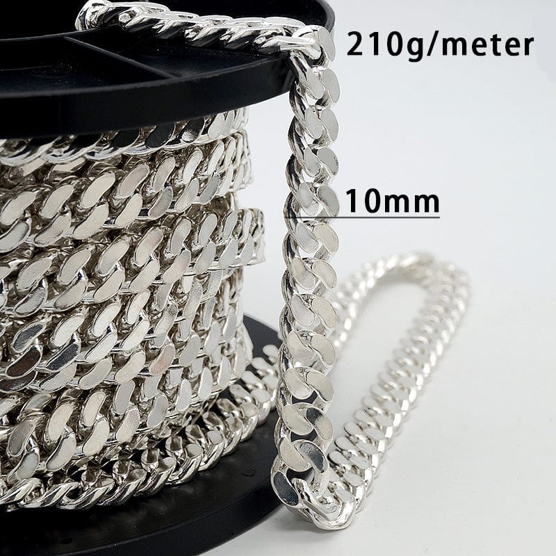 (4.5mm)1m=51g / 10mm cuban chain Sterling Silver 925 Jewellery Wholesale 4mm 6.6mm 8mm 10mm 925 Sterling Silver Cuban Link Chain silver necklace 925