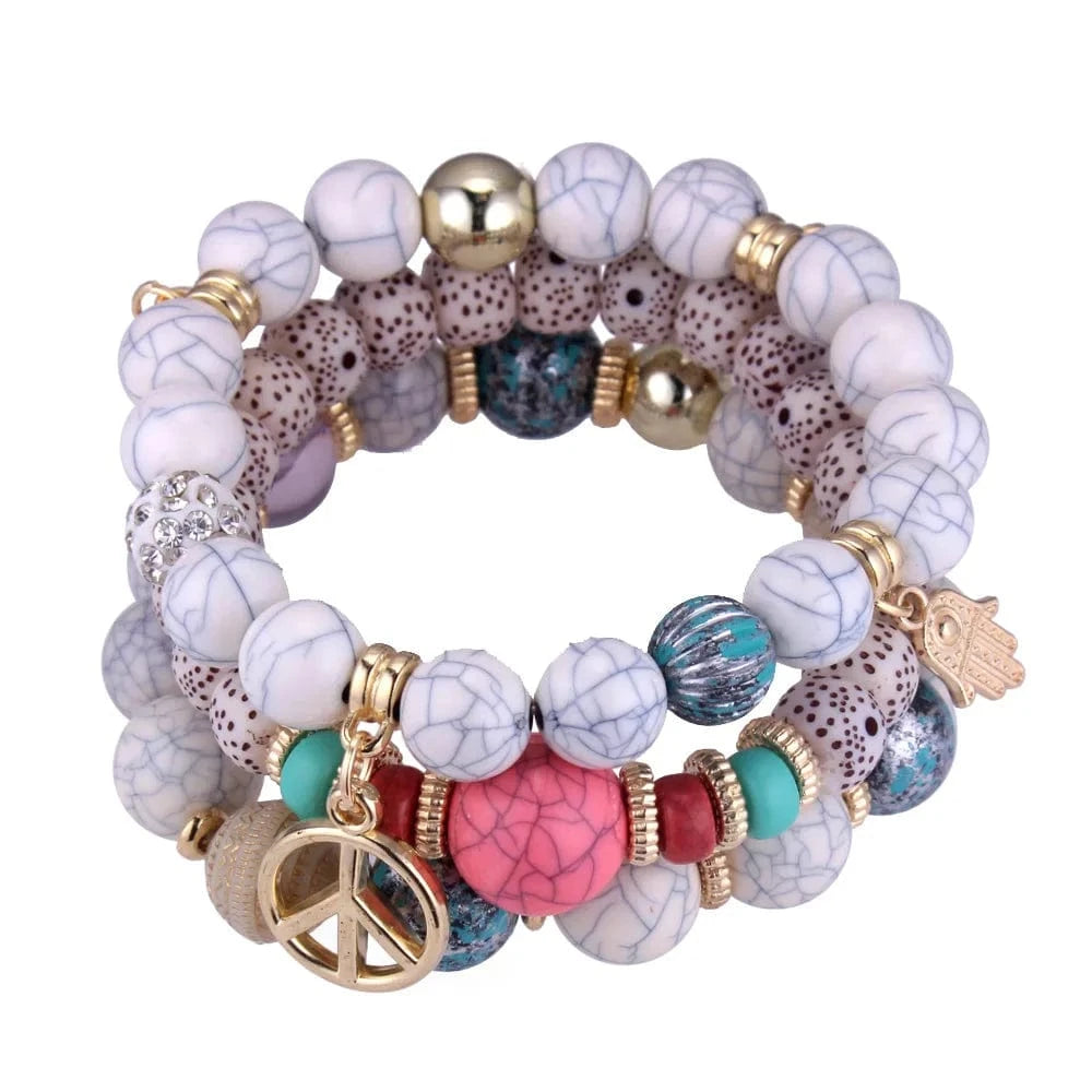 4 Fashion Peace Charm Bracelet Wholesale Price Stocks Beads Jewelry DIY Style Cheap Layer Bracelet For Women