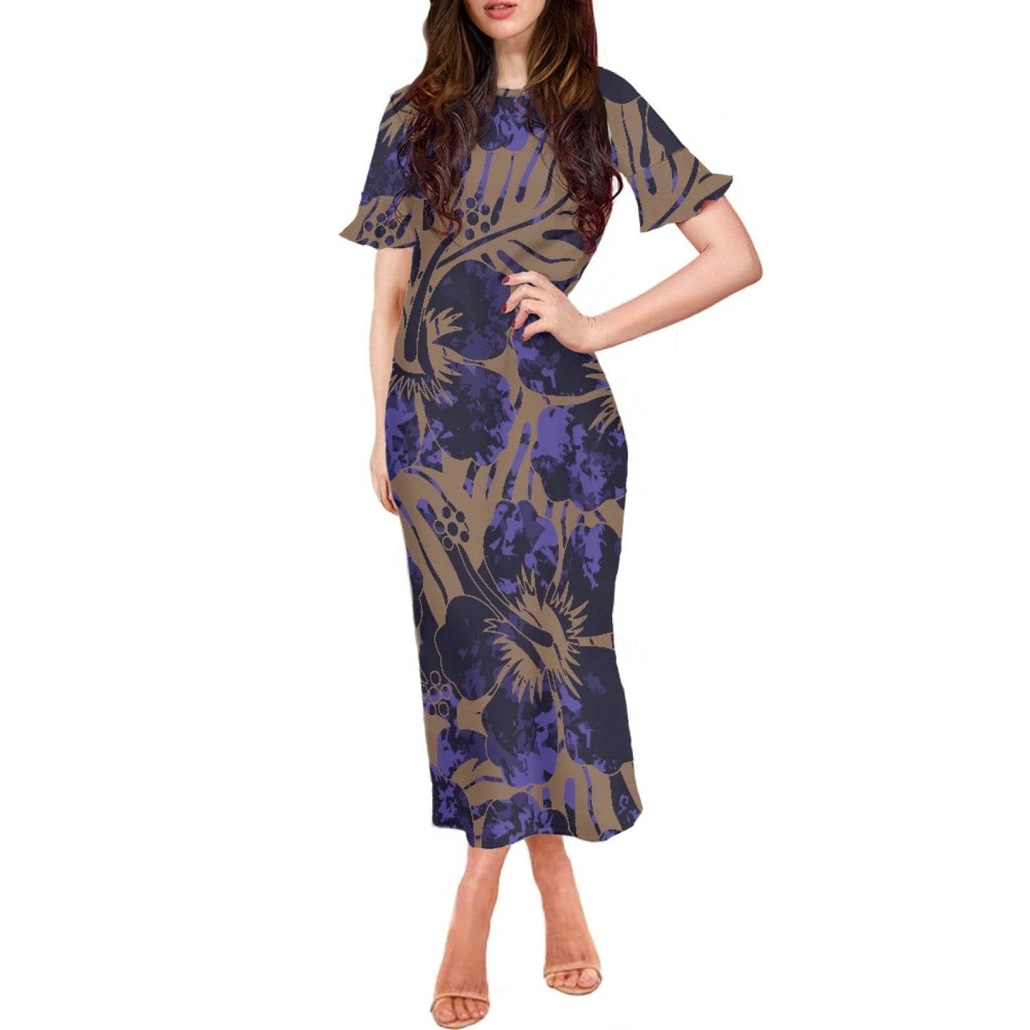 4 XL / 0167CD90-1 top quality tie dye art design samoa style tradition women long dress sexy slim wrap hip dress samoan dresses