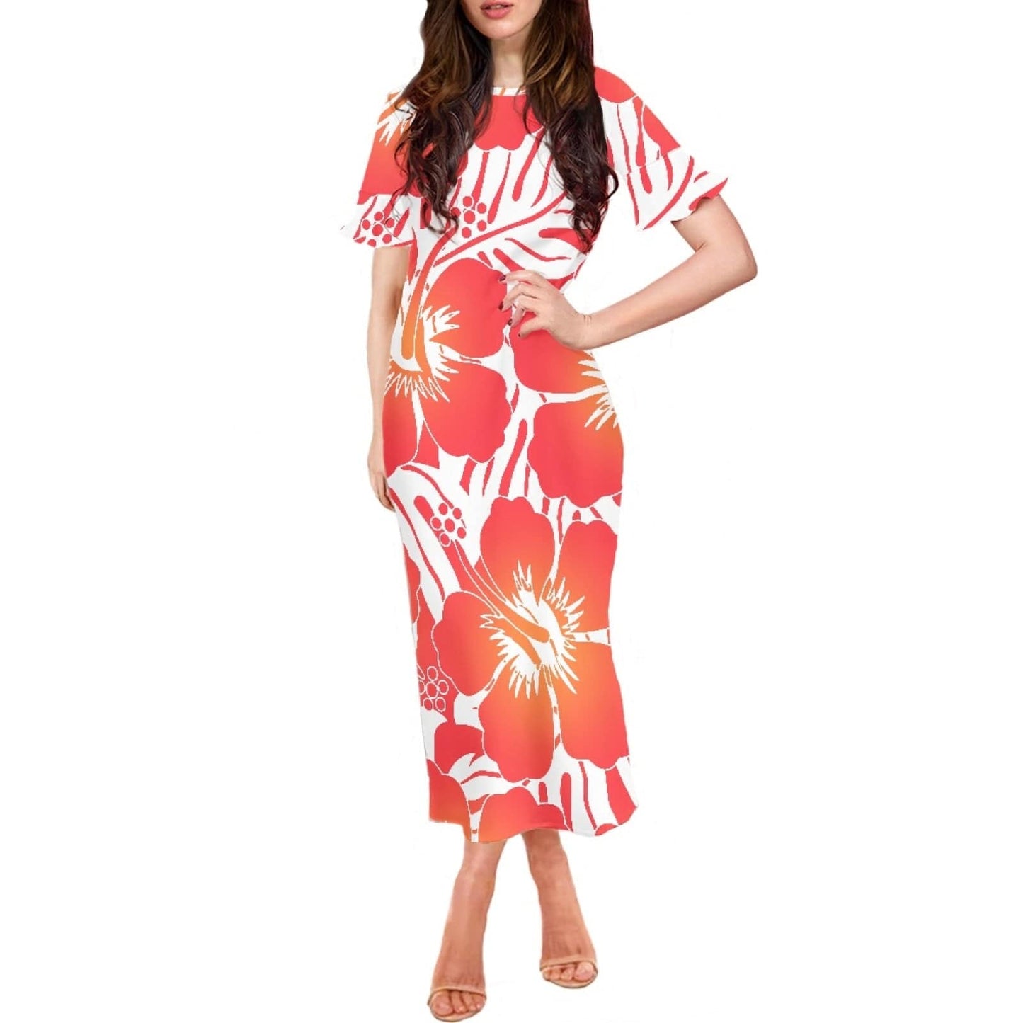 4 XL / 0168CD90-1 top quality tie dye art design samoa style tradition women long dress sexy slim wrap hip dress samoan dresses