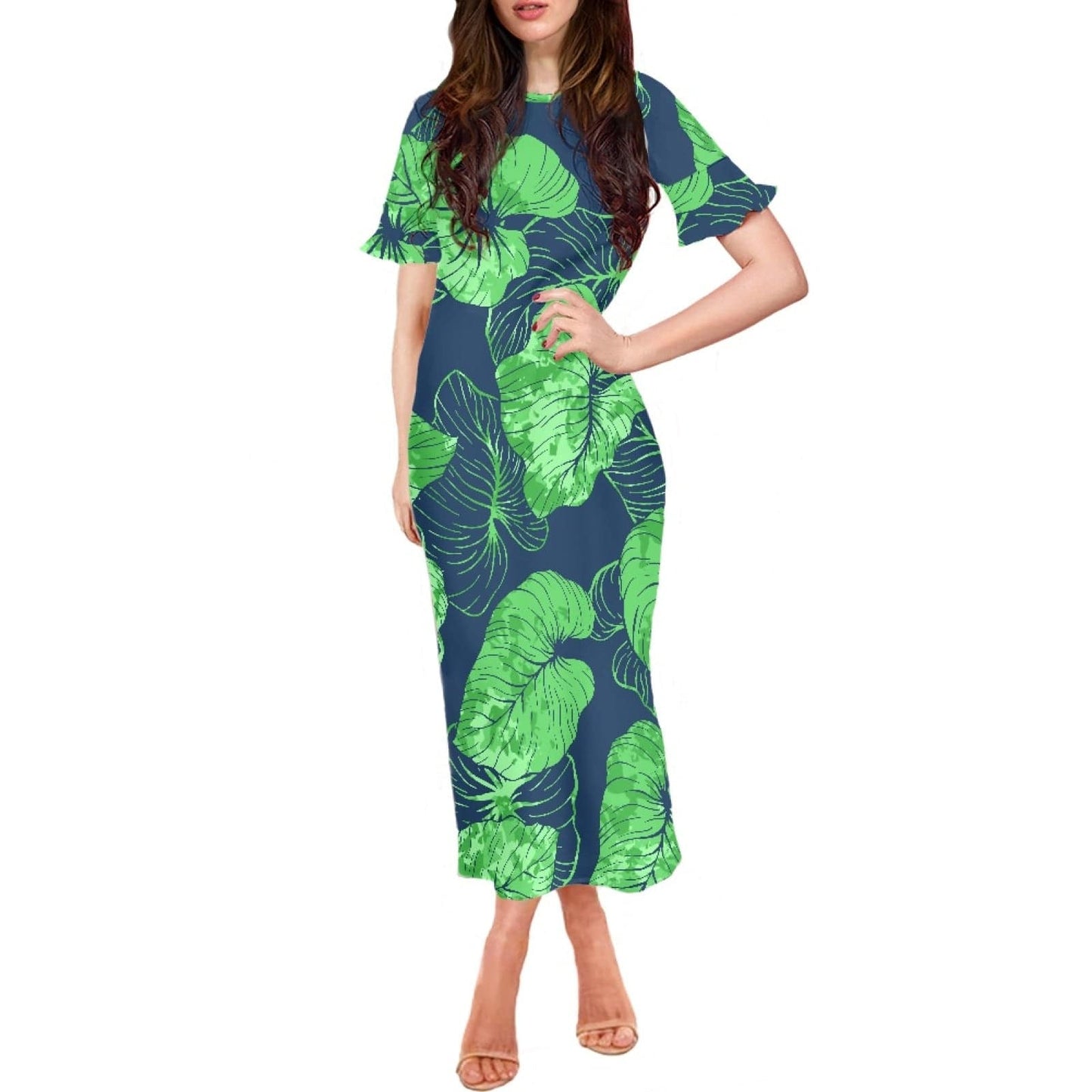 4 XL / 0171CD90-1 top quality tie dye art design samoa style tradition women long dress sexy slim wrap hip dress samoan dresses