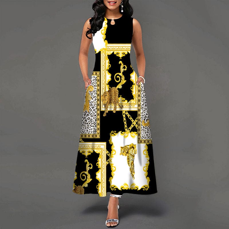 4 XL / #05 Dropshipping Hot summer fashion latest women's high waist summer party evening beach sleeveless long dress